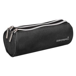 Bolso Escolar Liderpapel Portatodo Cilindrico Con 2 Cremalleras Negro 205x75X75 mm