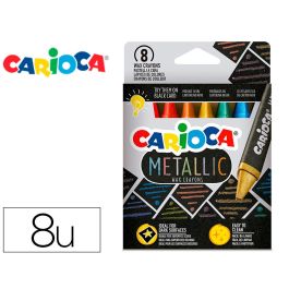 Lapices Cera Carioca Metallic Triangular Caja De 8 Unidades Colores Surtidos