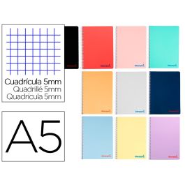 Cuaderno Espiral Liderpapel A5 Wonder Tapa Plastico 80H 90 gr Cuadro 5 mm Con Margen Colores Surtidos 5 unidades Precio: 11.94999993. SKU: B1JAEJFKNY