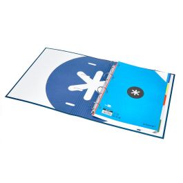 Carpeta Con Recambio Antartik A4 Cuadro 5 mm Forrada 4 Anillas 40 mm Redondas Con Solapa Color Azul Marino