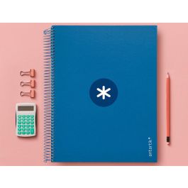 Cuaderno Espiral A4 Micro Antartik Tapa Forrada120H 100 gr Cuadro 5 mm 5 Banda4 Taladros Color Azul Marino