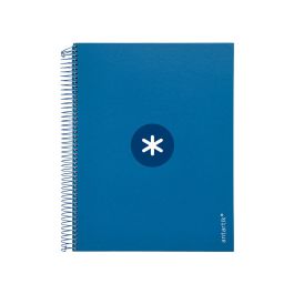 Cuaderno Espiral A4 Micro Antartik Tapa Forrada120H 100 gr Cuadro 5 mm 5 Banda4 Taladros Color Azul Marino