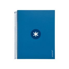 Cuaderno Espiral A4 Micro Antartik Tapa Forrada 120H 90 gr Horizontal 5 Bandas 4 Taladros Color Azul Oscuro