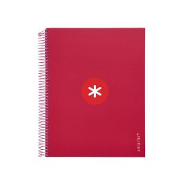 Cuaderno Espiral A4 Micro Antartik Tapa Forrada120H 100 gr Horizontal 5 Banda4 Taladros Color Frambuesa