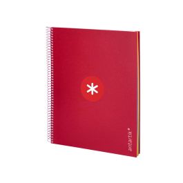 Cuaderno Espiral A4 Micro Antartik Tapa Forrada120H 100 gr Horizontal 5 Banda4 Taladros Color Frambuesa