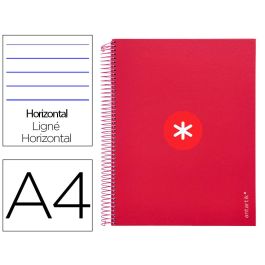 Cuaderno Espiral A4 Micro Antartik Tapa Forrada120H 100 gr Horizontal 5 Banda4 Taladros Color Frambuesa