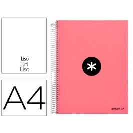 Cuaderno Espiral A4 Micro Antartik Tapa Forrada 120H 100 gr Liso 5 Bandas 4 Taladros Color Coral