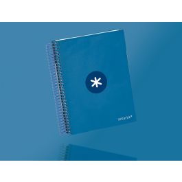 Cuaderno Espiral A5 Micro Antartik Tapa Forrada120H 90 gr Cuadro 5 mm 5 Bandas6 Taladros Color Azul Oscuro