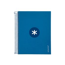 Cuaderno Espiral A5 Micro Antartik Tapa Forrada120H 90 gr Cuadro 5 mm 5 Bandas6 Taladros Color Azul Oscuro