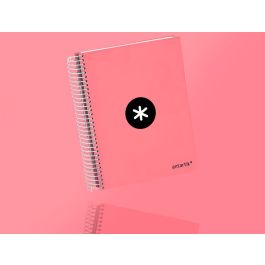 Cuaderno Espiral A5 Micro Antartik Tapa Forrada120H 100 gr Horizontal 5 Banda6 Taladros Color Coral