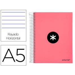 Cuaderno Espiral A5 Micro Antartik Tapa Forrada120H 100 gr Horizontal 5 Banda6 Taladros Color Coral