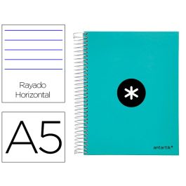 Cuaderno Espiral A5 Micro Antartik Tapa Forrada120H 100 gr Horizontal 5 Banda6 Taladros Color Menta