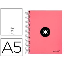 Cuaderno Espiral A5 Micro Antartik Tapa Forrada120H 90 gr Liso 5 Bandas 6 Taladros Color Coral