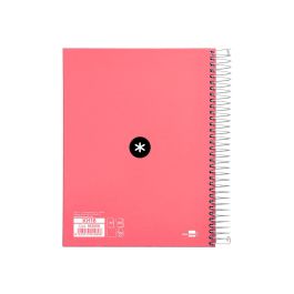 Cuaderno Espiral A5 Micro Antartik Tapa Forrada120H 90 gr Liso 5 Bandas 6 Taladros Color Coral