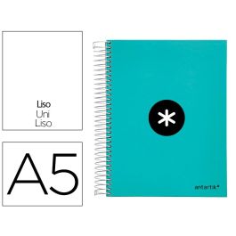 Cuaderno Espiral A5 Micro Antartik Tapa Forrada120H 90 gr Liso 5 Bandas 6 Taladros Color Menta