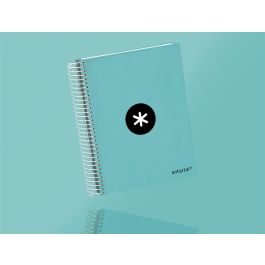 Cuaderno Espiral A5 Micro Antartik Tapa Forrada120H 90 gr Liso 5 Bandas 6 Taladros Color Menta