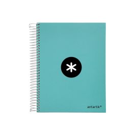 Cuaderno Espiral A5 Micro Antartik Tapa Forrada120H 90 gr Liso 5 Bandas 6 Taladros Color Menta