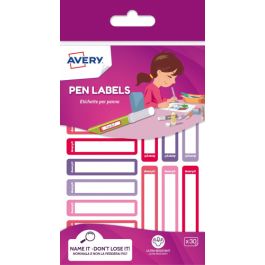 Avery etiquetas permanentes 50x10mm manual para bolígrafos y lápices 15 x 2h rosa/violeta