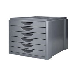 Fichero Cajones De Sobremesa Q-Connect Bandeja Organizadora Superior 6 Cajones Color Gris Opaco