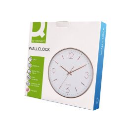 Reloj Q-Connect De Pared Metalico Redondo 30,5 cm Movimiento Silencioso Color Rosa Dorado