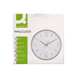 Reloj Q-Connect De Pared Metalico Redondo 30,5 cm Movimiento Silencioso Color Rosa Dorado