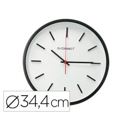 Reloj Q-Connect De Pared De Plastico Redondo 34,4 cm Movimiento Silencioso Color Negro