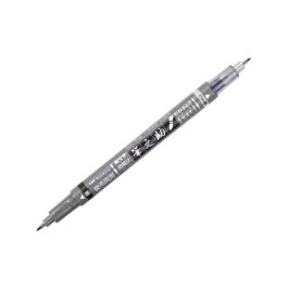 Rotulador Tombow Fudenosuke Tinta Base De Agua Doble Punta Blanda Color Gris-Negro