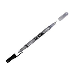 Rotulador Tombow Fudenosuke Tinta Base De Agua Doble Punta Blanda Color Gris-Negro