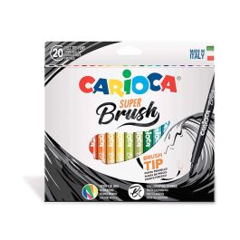 Rotulador Carioca Punta De Pincel Lavable Caja De 20 Unidades Colores Surtidos