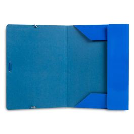 Carpeta Liderpapel Gomas Folio 3 Solapas Carton Plastificado Color Azul