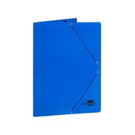 Carpeta Liderpapel Gomas Folio 3 Solapas Carton Plastificado Color Azul