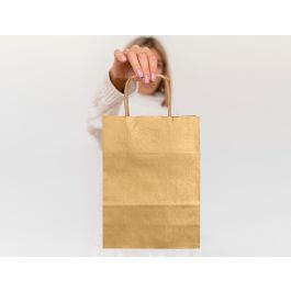 Bolsa Papel Q-Connect Kraft Oro XS Con Asa Retorcida 180x240X80 mm 25 unidades