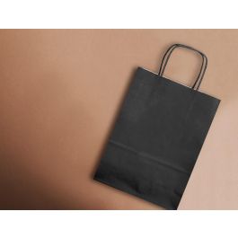 Bolsa Papel Q-Connect Celulosa Negro M Con Asa Retorcida 270x370X12 mm 25 unidades