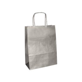 Bolsa Papel Q-Connect Kraft Plata L Con Asa Retorcida 320x400X14 mm 25 unidades