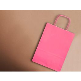 Bolsa Papel Q-Connect Celulosa Rosa L Con Asa Retorcida 320x400X14 mm 25 unidades