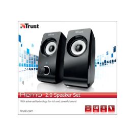 Trust altavoces 2.0 remo speaker set 8w rms alimentados por usb control volumen negro