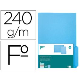 Subcarpeta Cartulina Liderpapel Folio Pestaña Inferior 240 gr-M2 Azul 50 unidades