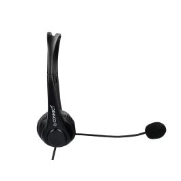 Auricular Q-Connect Biaural Diadema Con Microfono Y Control De Volumen Conexion Usb Cable De 2M Color Negro