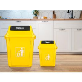 Papelera Contenedor Q-Connect Plastico Con Tapa De Balancin 20 Litros Amarillo 340x240x450 mm