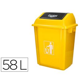 Papelera Contenedor Q-Connect Plastico Con Tapa De Balancin 58 Litros Amarillo 470x330x760 mm