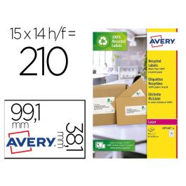 Etiqueta Adhesiva Avery Blanca Permanente Reciclada 100% Laser 99,1x38,1 mm Caja De 210 Unidades