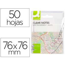 Bloc De Notas Adhesivas Quita Y Pon Q-Connect 76x76 mm Removible Plastico Translucido Blanco 50 Hojas