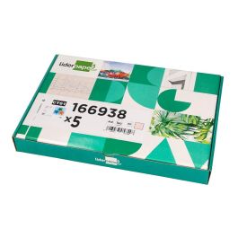 Cartulina Liderpapel A4 180 gr-M2 Crema Paquete De 25+5 Hojas En Carpeta Dossier Transparente Con Cierre Velcro