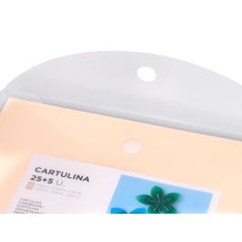 Cartulina Liderpapel A4 180 gr-M2 Crema Paquete De 25+5 Hojas En Carpeta Dossier Transparente Con Cierre Velcro