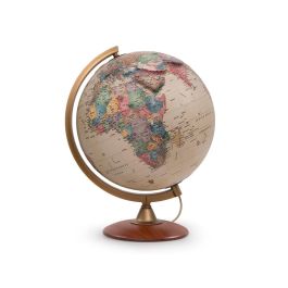 Globo Terraqueo Nova Rico Con Luz Colombo Relieve Base De Madera Y Meridiano De Plastico 30 cm Diametro