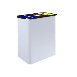 Papelera Metalica Sie Para Reciclaje Con 3 Departamentos 108 Litros Color Blanco 830x500x260 mm