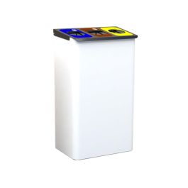 Papelera Metalica Sie Para Reciclaje Con 3 Departamentos 108 Litros Color Blanco 830x500x260 mm