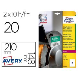 Etiqueta Adhesiva Avery Politileno Blanco Permanente Para Laser Fotocopiadora 210x148 mm Blister 20 Precio: 24.50000014. SKU: B184WAW9LW