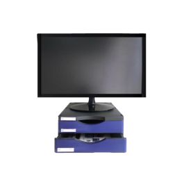 Soporte Archivo 2000 Para Monitor Poliester 100% Reciclado Con Dos Cajones Hasta 10 kg Color Negro-Azul Precio: 28.69000024. SKU: B1GVN776JG