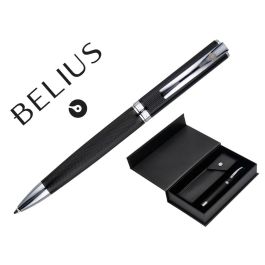 Boligrafo Y Estuche Belius Turbo Aluminio Textura Punteada Negro Y Plateado Tinta Azul Caja De Diseño Precio: 17.5000001. SKU: B1HQA9XPYV